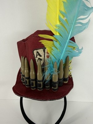 Borderlands 3 Moxxi Burgundy Mini Top Hat Bullet & Feather Decor Headband
