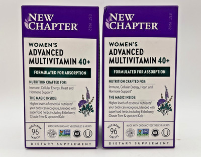 2x NEW CHAPTER WOMEN'S ADVANCED MULTIVITAMIN 40+ TABLETS 96ct EACH SEALED