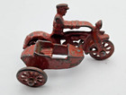 Vintage Cast Iron Hubley Cop on Motorcycle with Side Car 4" long