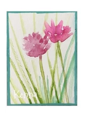 Aceo By Kenna Painting Original Flowers 2.5” X 3.5” Signed
