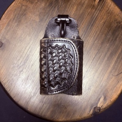 JS Leather Silent Key Keeper Basket Weave Leather Holder