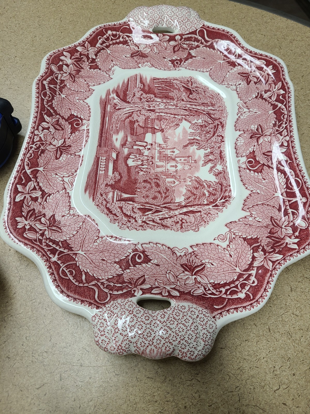 Mason's Red Vista Covered Platter & Ladle