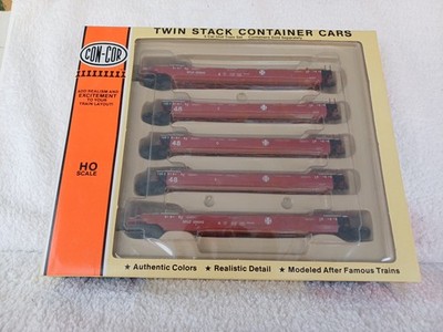 Con-Cor HO Doppelstapel Containerwagen Santa Fe Livery SFLC 254243 5er Pack