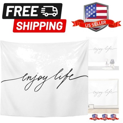 Tapestry Label Phrase Lettering Text Quote Enjoy Life Handwritten Black Home ...
