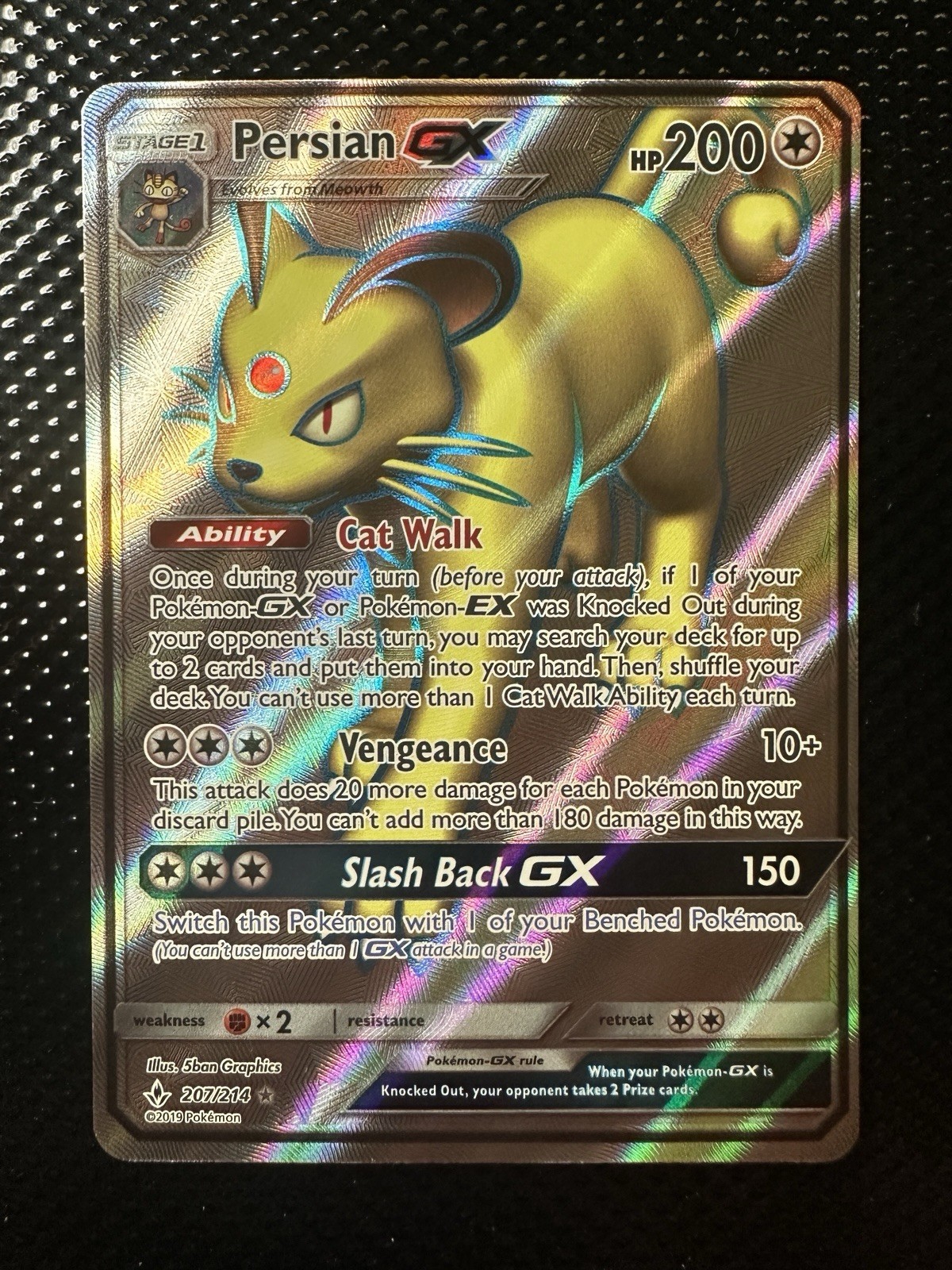 Persian GX (Full Art) 207/214 Sm-Unbroken Bonds Holo NM