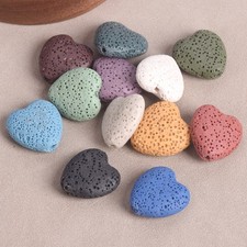 20pcs Heart Shape 20mm Natural Lava Stone Volcano Loose Beads For Jewelry Making