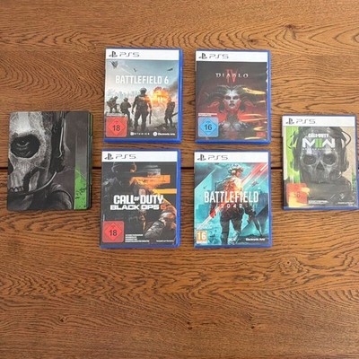 PS5 Shooter-Paket   Battlefield 6, Black Ops 6, MW2 Steelbook, Diablo 4