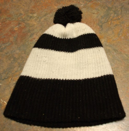 Black and White (Collingwood?) Beanie, Used, Fair Condition, FREE POSTAGE