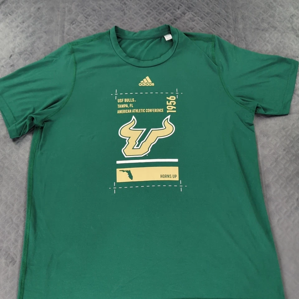 Adidas AeroReady USF South Florida Bulls T Shirt Green Short Sleeve Men XL - Image 2 of 4