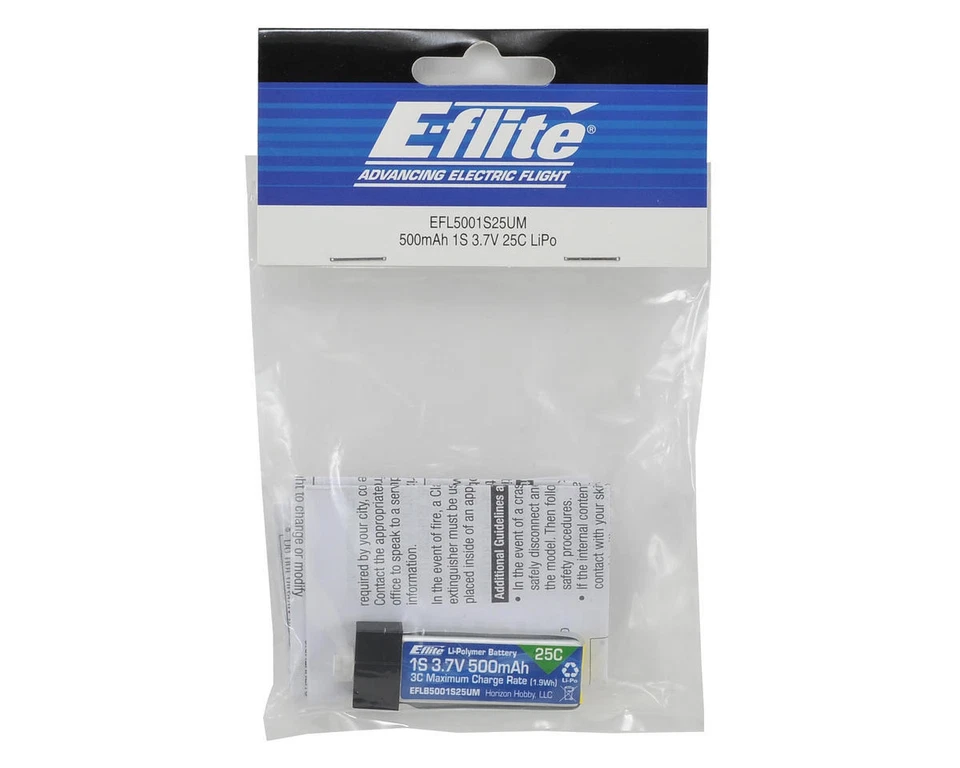 E-Flite Eflite 500mah 1S 3.7v 25C Lipo Battery UMX Glimpse EFLB5001S25UM - Image 3 of 3