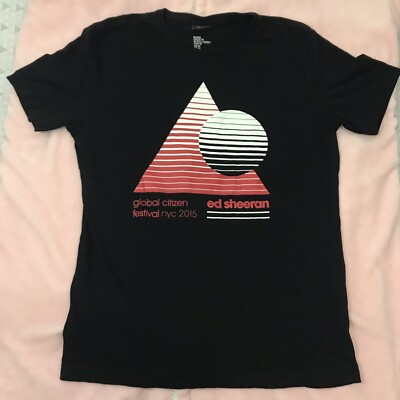 Ed Sheeran H&M Global Citizen Festival NYC 2015 Black T-Shirt Tee Merch (Size M)