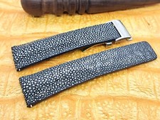 24mm/20mm Polished Stingray Leather Watch Band Bespoke Vintage Exotic Leather
