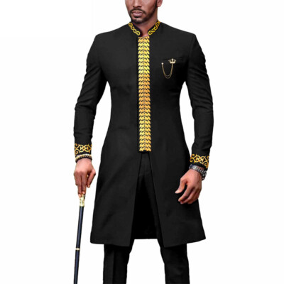 African Suit for Men Dashiki Coats and Ankara Pants 2 Piece Set Wedding Outfits