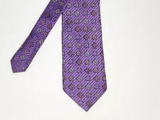 JOSEPH A BANK Men's Silk Tie 59" x 3.75" Purple Geometric Classic Luxury