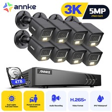 ANNKE 8CH DVR 5MP Audio Security Camera System Color Night Human Detection IP67