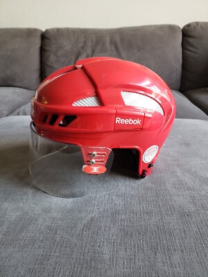 VERY RARE! Vintage Reebok Hockey Helmet 7K Red w/ Eye Sheild 58-68cm EXCELLENT!