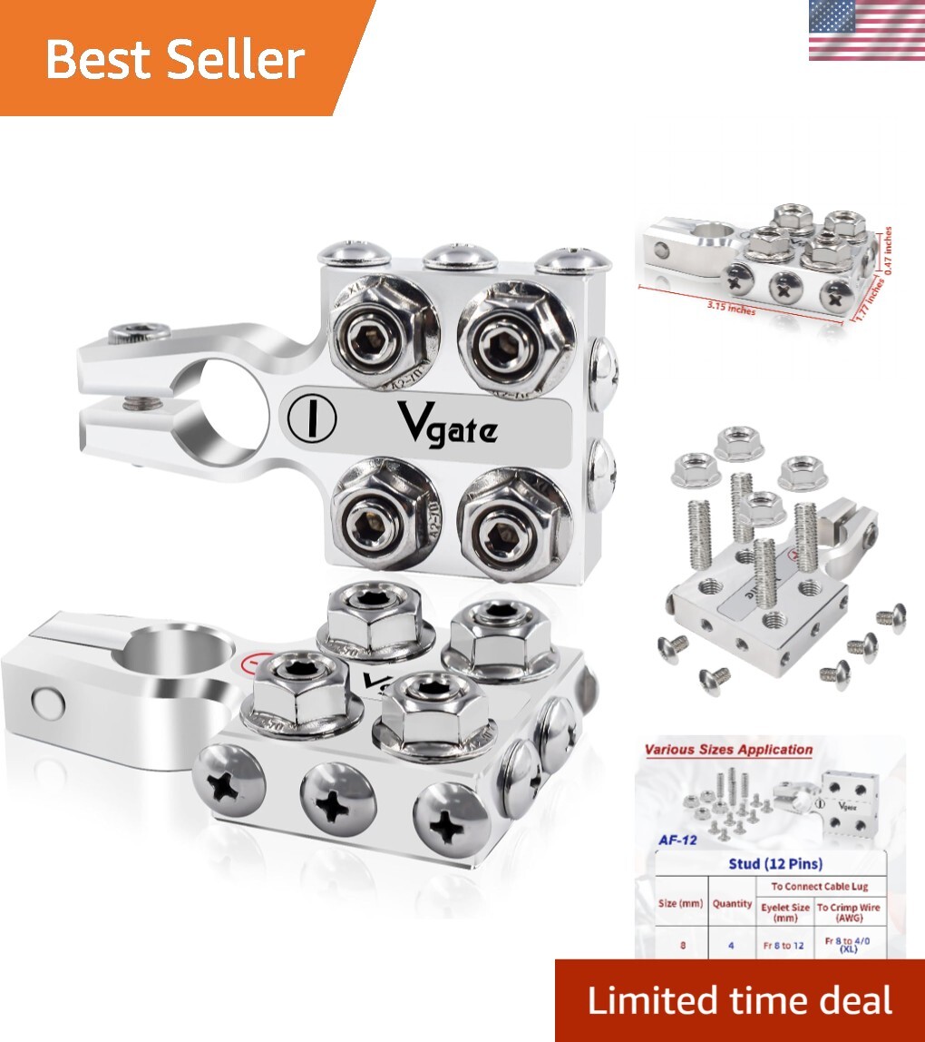 Lightweight 12-Way SAE DIN EN Tapered Post Battery Connectors – Multi-Size Compatible