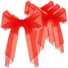 4x Stuhlhussen Weihnachtsschleife Organza, Schleifenband für den Stuhl