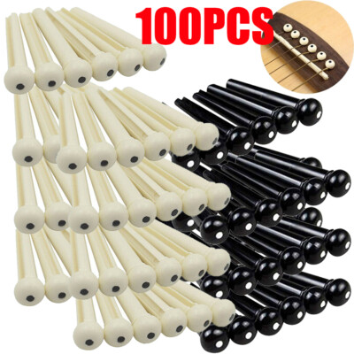 100Pcs Acoustic Guitar Bridge Pins Plastic String End Peg Fastener Holder US