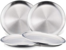 4 PK. HaWare TODDLERS,KIDS 18/8 304 STAINLESS STEEL 8" FEEDING PLATES