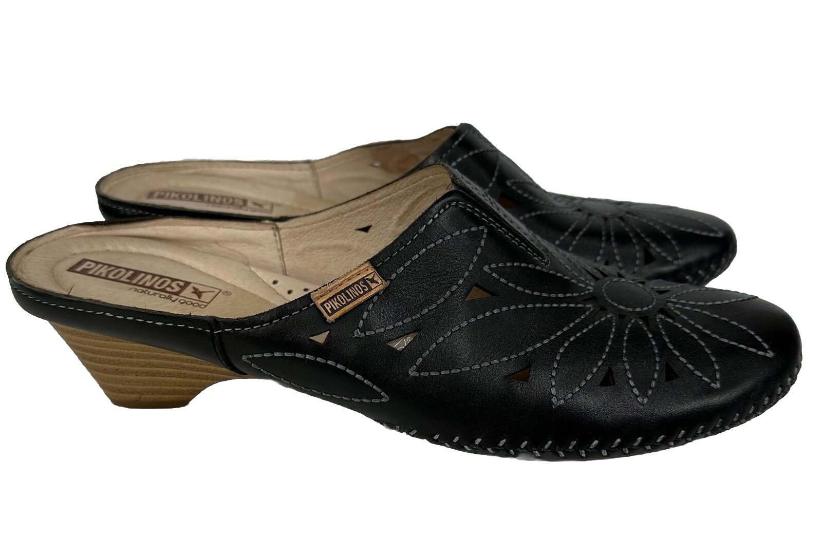 Pikolinos Jerez  Mule Slip On Black Leather Shoes Size 40 9.5