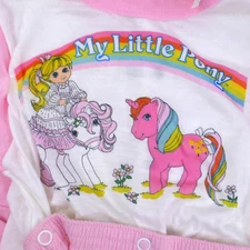 Vintage My Little Pony pajamas pink snap footie pinwheel SEARS