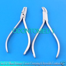 Set of 2 Pliers Primary Crown Crimping Plier & Reynolds Contouring Plier Dental 