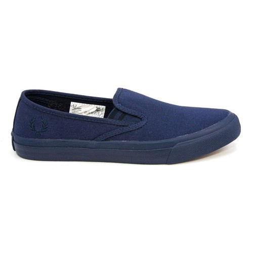 Fred Perry Men's NEW Turner Slip On Canvas Casual Sneakers Comfort Shoes Blue - Picture 3 of 8