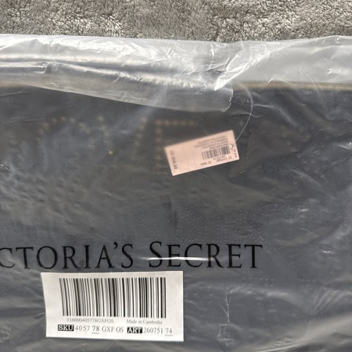Victoria Secret Laser Cut Logo Totes Studded Black Bag Weekender New - Picture 3 of 5