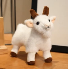 White Goat Plush Toy 11" Stuffed Animal Toddler Doll Gift for Kids