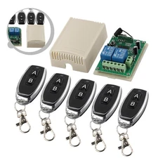 2 CH Garage Door Remote Control Switch Relay Wireless Transmitter + Receiver Set