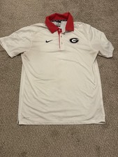 Nike Men's White UGA University of Georgia Casual Polo Shirt medium bulldogs