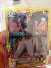 2025 Bowman Draft Cromo 1° Brady Ebel Giallo Rifrattore Mojo /75