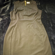 Calvin Klein Black Solid Sheath Crew Neck Sleeveless Knee Dress Sz 14 Regular
