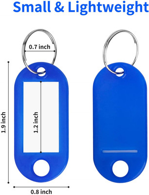 50 Pack Plastic Key Tags with Container, Key Labels with Ring and Label Windo...