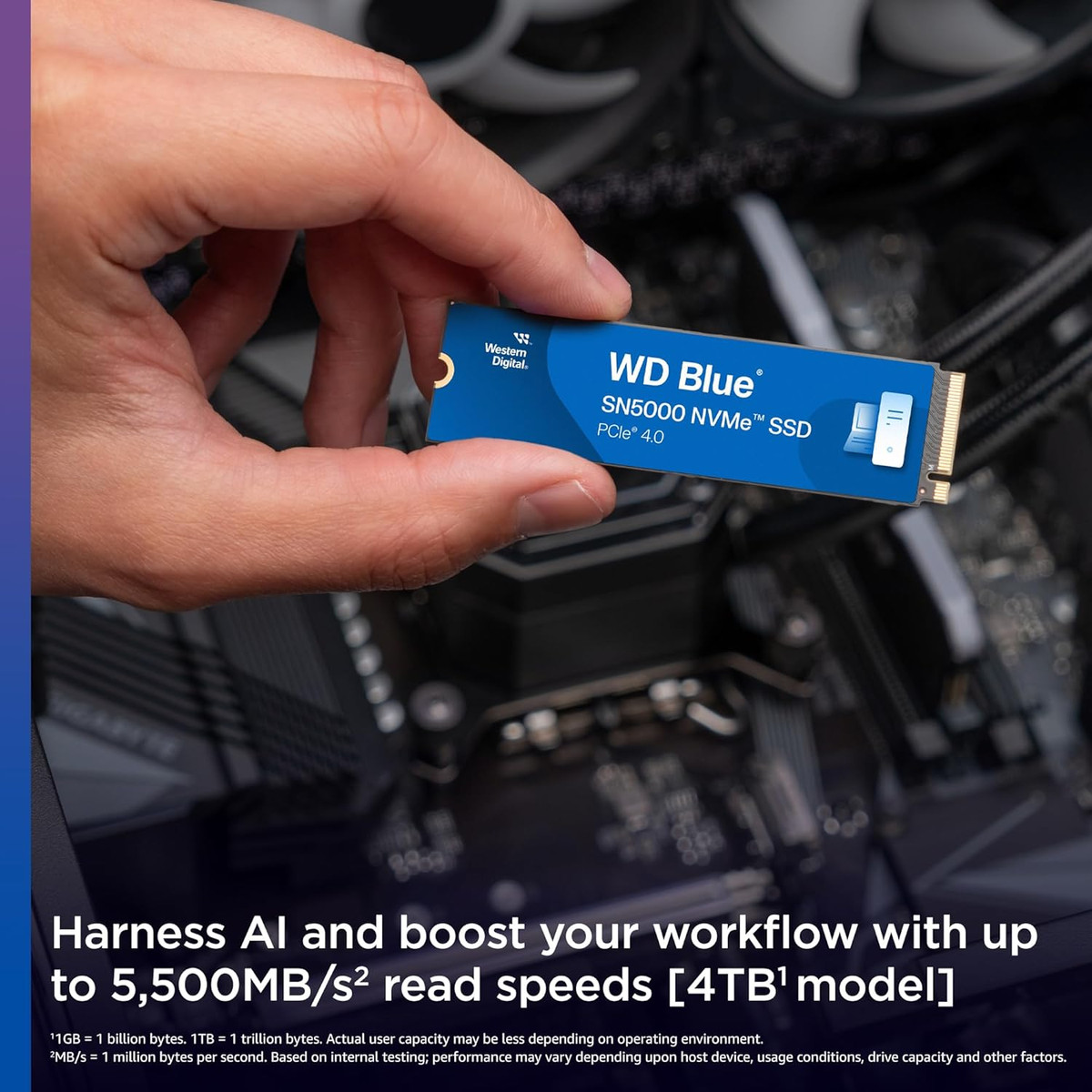 500GB WD Blue SN5000 Nvme Internal Solid State Drive SSD - Pcie Gen 4.0, M.2 228 View 2