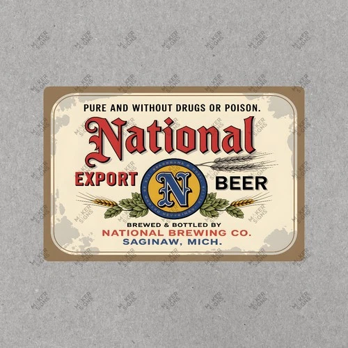 Vintage National Beer Metal Sign Saginaw Michigan Collectible Brewery #840744
