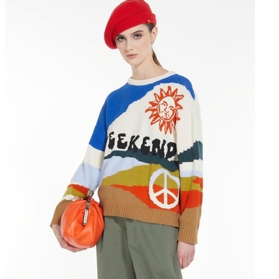 Max Mara Weekend  Maximalist Loud Sun Landscape Resort Fest Cotton Sweater sz S