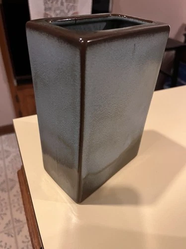 Frankoma Prairie Blue Cobalt Rectangle Pillow Vase #63 Vintage Oklahoma 7.5”