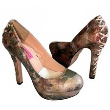 Betsey Johnson Ditan Floral Platform Corset Pumps Size 8