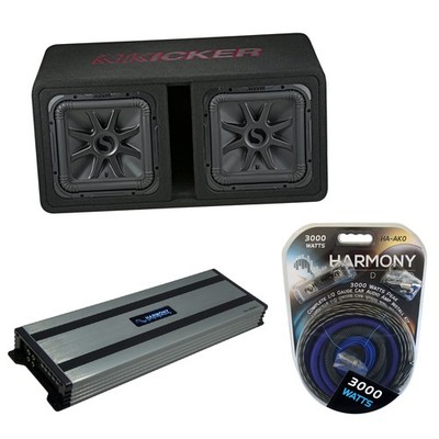 Kicker 45DL7R122 Car Audio L7R Solobaric L7 Dual 12'' Vented Sub Box & HA-A1500.1