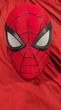 3D Printed Spider-Man Full Face Mask Helmet w/ Web Pattern White Mesh Eyes