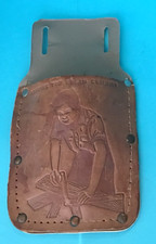 Toy Holster Brown Genuine Top Grain Cowhide Embossed Boy w/Woodwork Front