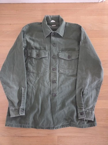 Vintage Vietnam War OG-107 Cotton Sateen Shirt 16.5x34 Original Military shirt