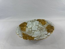 Antique German Dresden Meissen Gilded Grape Leaves Centerpiece Compote 14"