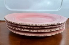 Franciscan Flora Rosa Pink Dinner Plates Scalloped Rim Dishes Wedgwood Lot of 4