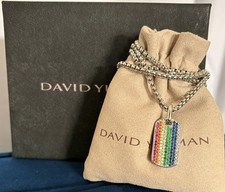 David Yurman Chevron Tag Necklace Sterling Si...