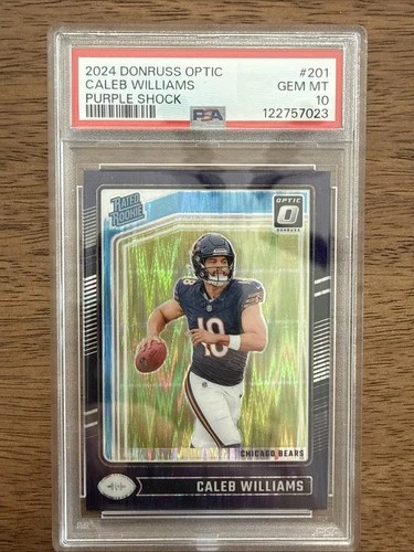 PSA 10 2024 Panini Donruss Optic Caleb Williams #201 Purple Shock Prizm