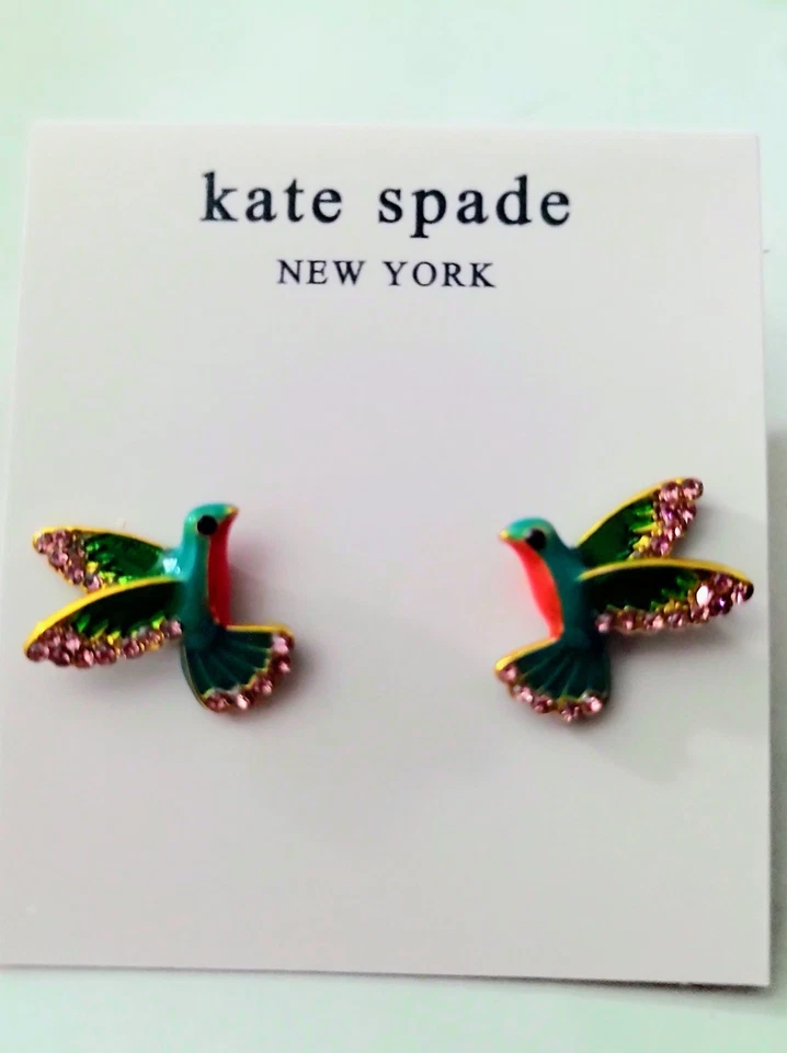 Pendientes Colibrí Kate Spade Circonita Rosa y Esmalte Foto 3 de 3
