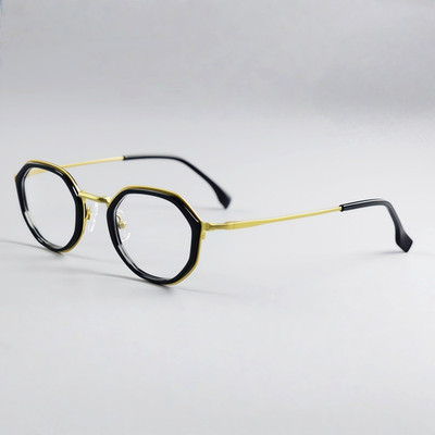 Fashion Acetate Metal Eyeglasses Frames Polygon Retro Men Women Classic